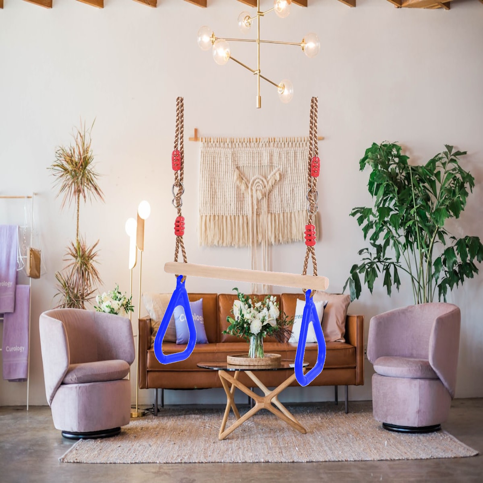 Gymnastic Ring Wood - Conjuntos de Balanço para Diversão Interna