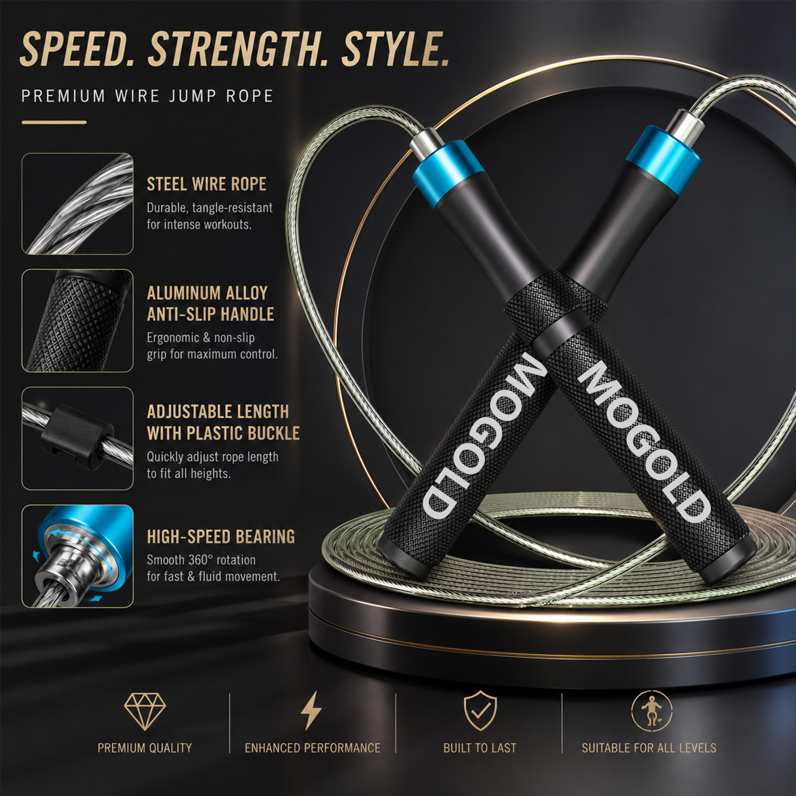Jump Rope Speed Bearing - Corda de pular de velocidade profissional